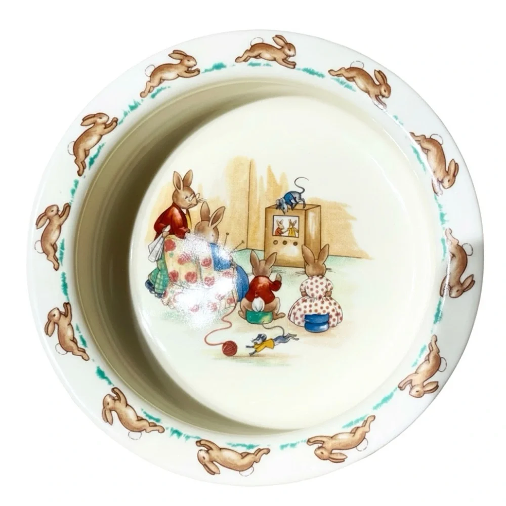 Vintage Royal Doulton Bunnykins Fine Bone China TV Time Cereal/Porridge Bowl